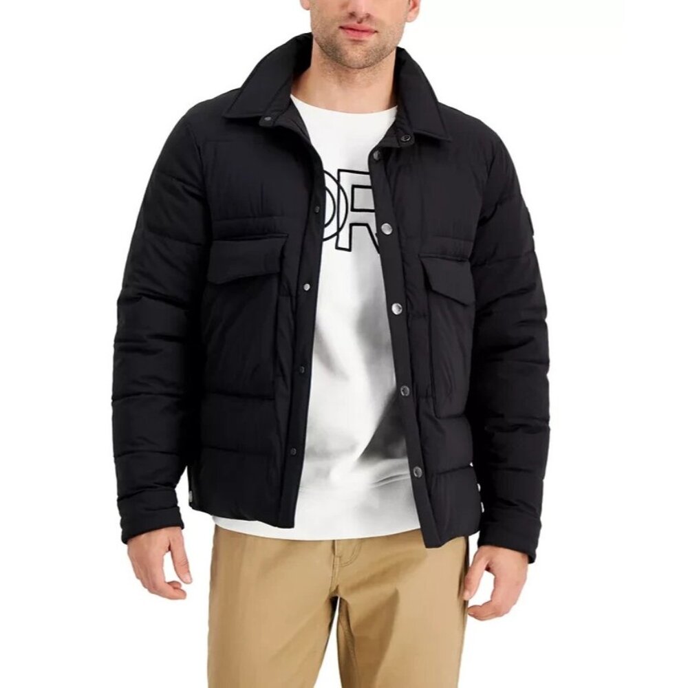 Michael Kors Men's Puffer Shirt Jacket Black Size L MSRP $348